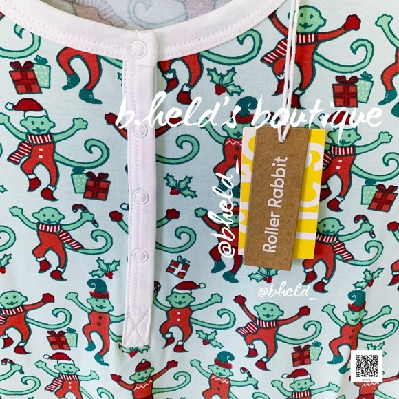 Roller Rabbit Monkey Mas Pajamas in Mint Green Size Small (S) Brand New NWT - Picture 4 of 17